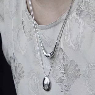 aboab同款简约笑脸吊坠项链ins冷淡风手工纹理U形高级锁骨链颈链