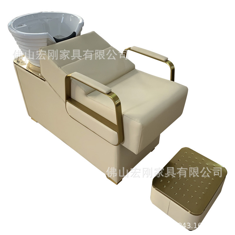 网红理发潮店半躺式高端洗头床美发店发廊陶瓷冲水床