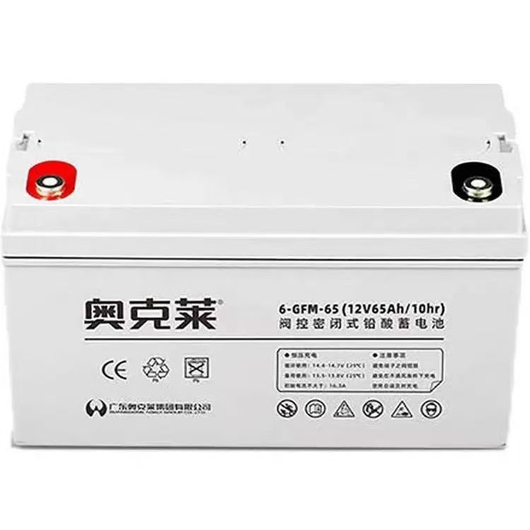 奥克莱铅酸蓄电池12V65AH免维护6-GFM-65直流屏UPS消防应急电源