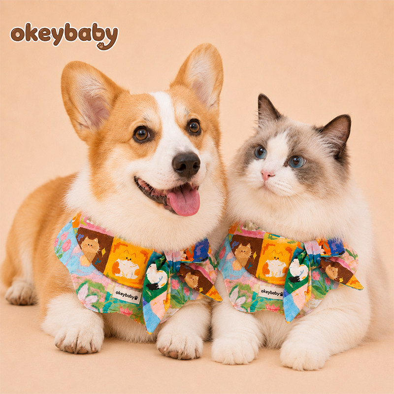 okeybaby原创宠物口水巾小狗小猫围兜猫咪狗狗围脖领巾装饰柯基图片