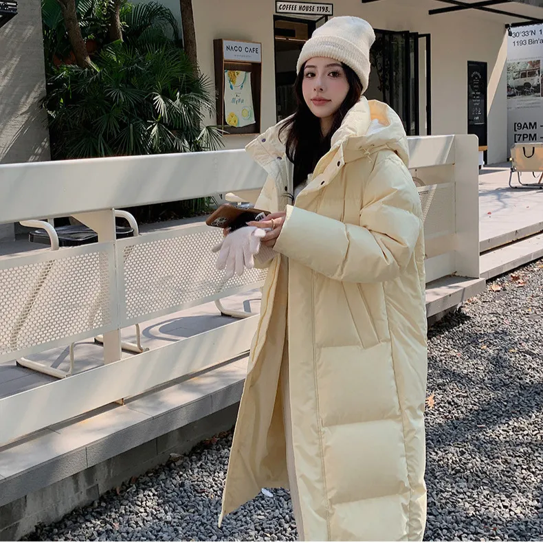 石墨烯蓄热MM明摩中戏羽绒服女长款过膝加厚宽松大码外套