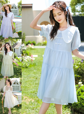 骄骄虎女大童夏季薄款透气连衣裙2024新款初中生大女孩天丝裙6250