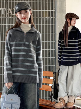 女童毛衣2025冬季新款初中生高中生polo领打底衫女大童内搭潮3607