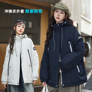 骄骄虎女大童夹棉外套2025冬季 初中生高中生连帽软壳外套7466 新款