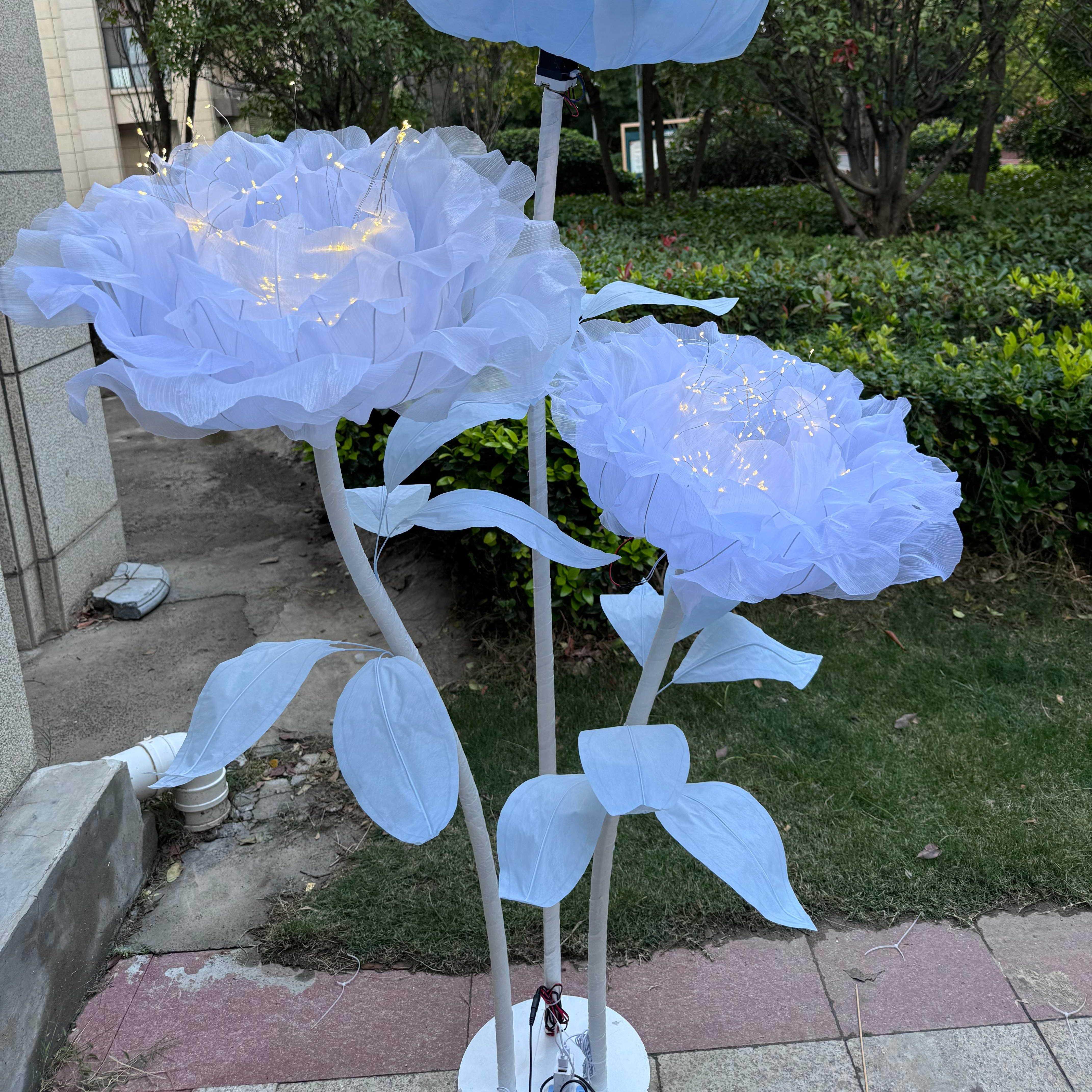 电动花开合器机械开合丝网仿真花开合花朵橱窗渐变色婚庆现场道具