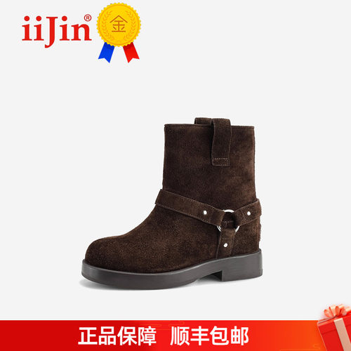 艾今25秋冬8cm增高西部骑士靴