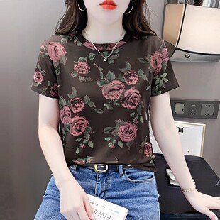 女t恤宽松百搭设计感小众上衣女装 夏季 薄款 印花短袖 体恤 2026新款