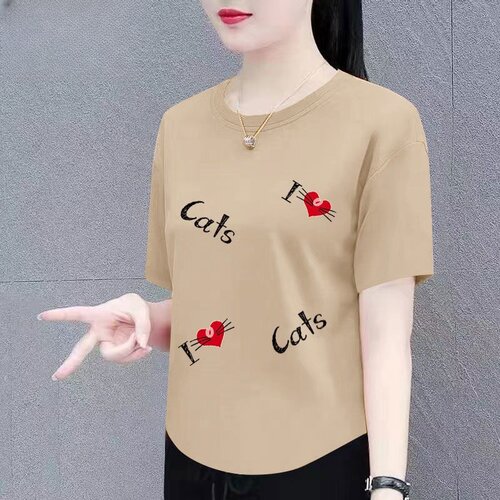 短袖t恤女夏季新款时尚百搭宽松显瘦大码女装遮肚上衣体恤衫