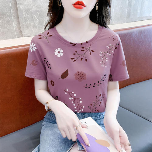 潮牌短袖女t恤宽松休闲百搭夏季女装印花设计感2026新款妈妈上衣