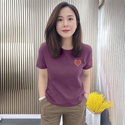 妈妈装中年短袖t恤女新款爆款遮肚子潮流显瘦遮肉百搭体恤上衣女