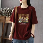 胖mm短袖 休闲宽松显瘦百搭上衣ins 女士复古大码 t恤女2026夏季 新款