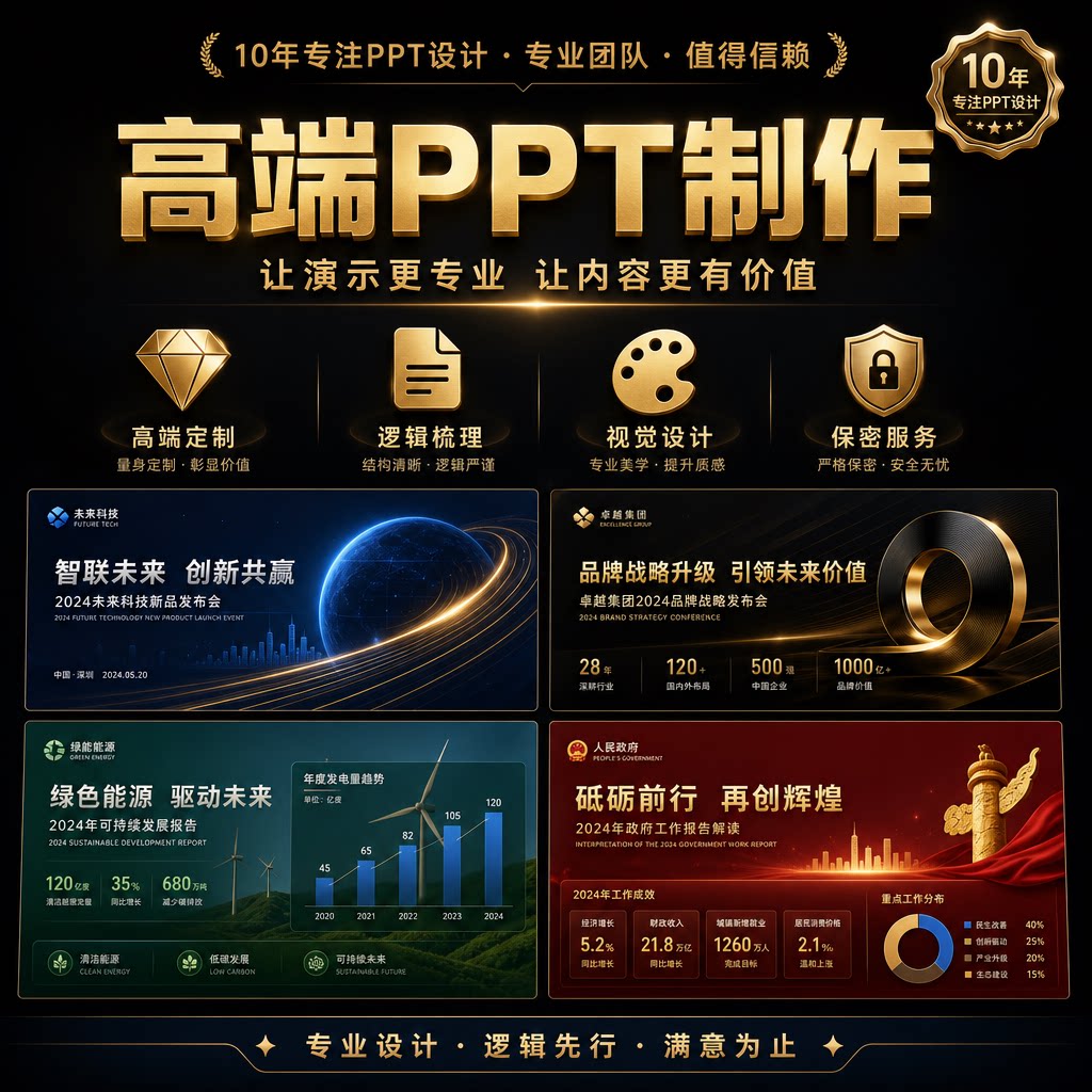 ppt制作代做设计美化修改工作汇报企业宣传演讲课件年终总结定制图片