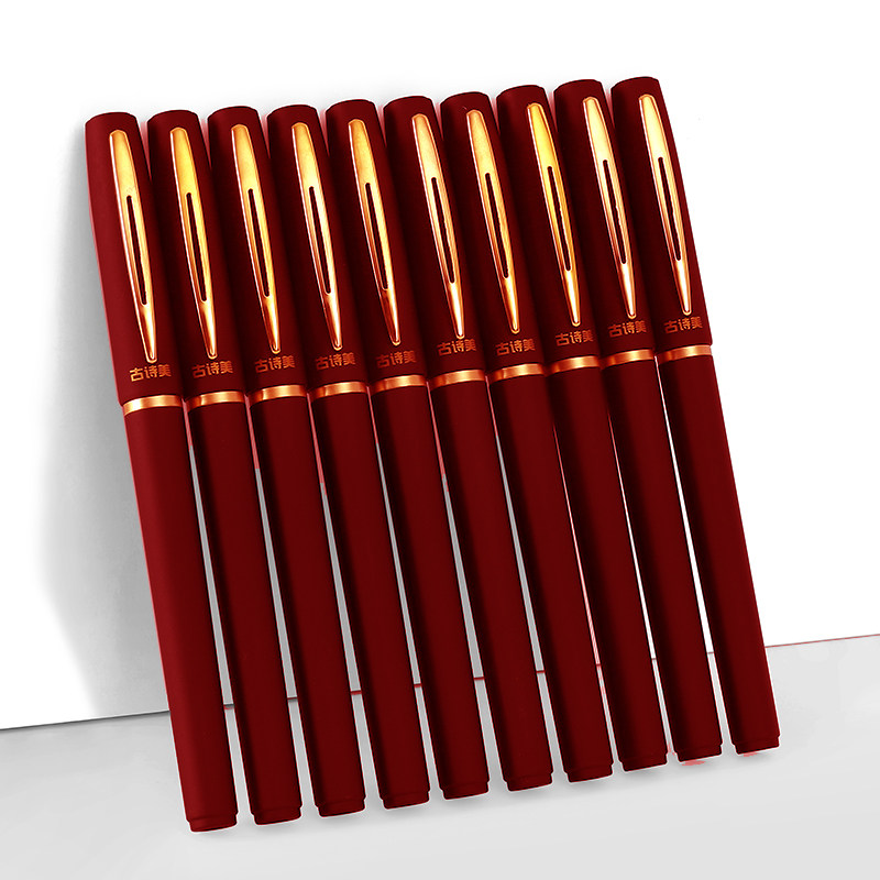 红笔红色中性笔大容量笔芯书法练字抄经批改标注大笔画粗字体1 0