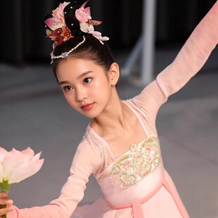 优选古典舞蹈服女童戏莲池上飘逸纱D裙艺考独舞剧目入莲间儿童表