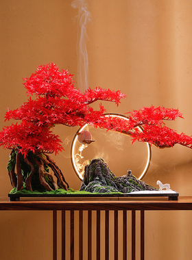 精选高端仿真迎客松摆件假树绿植盆景新中式家P居饰品办公室Z桌面