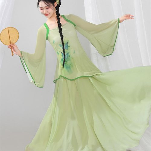 优选古典舞服装渐变身韵纱衣女飘逸蝴蝶上衣形体练功X服中国舞演