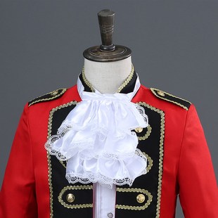 军礼服表演服男装 演出服男士 红色 红色镶黑边宫廷装 优选欧洲b风格
