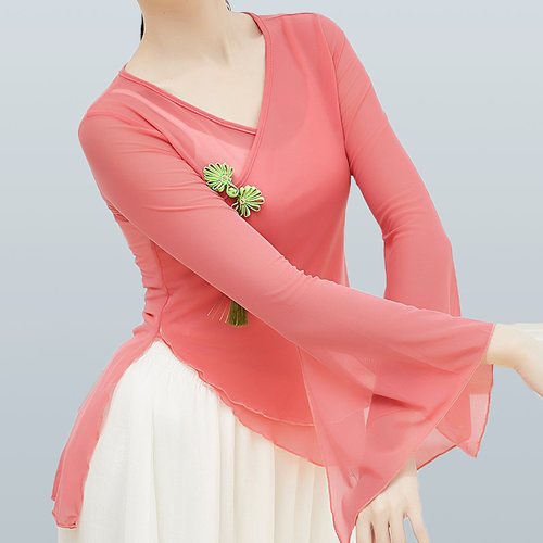 优选古典舞新款身韵飘逸纱衣演出服女中国风仙女开叉Y喇叭袖舞蹈