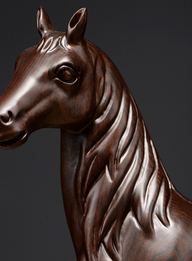 优选黑檀木雕马摆件马到成功家居装饰品J客厅办公室开业礼品仿古