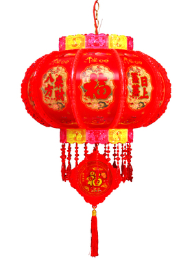 精选新款七彩LhED旋转灯笼走煤油灯过年春节大门口一对阳台灯笼挂