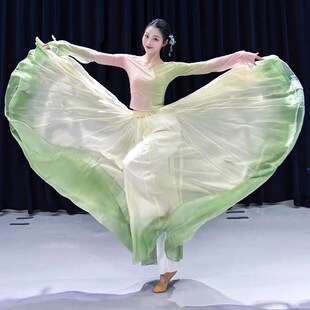 新年古典舞c蹈服女飘逸身韵纱衣大摆裙白色720度超仙清纯中国舞演