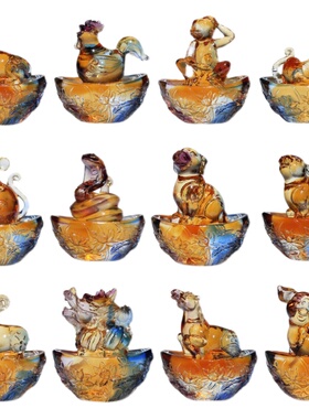 优选琉璃十二生肖全套q工艺品家居客厅高档摆件鼠牛虎兔龙蛇马羊