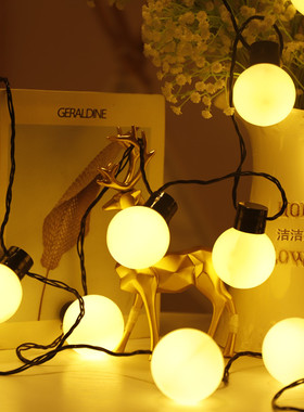 精选LED5厘米圆球灯串生日kt板房间婚庆布置装饰电池UWSB氛围彩灯