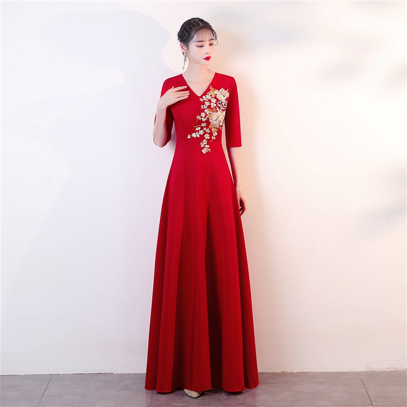 新选大合唱比赛团体演出服高端长裙新款成人舞台演出服.指挥合唱