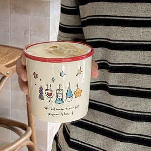 可可大李生日礼物水杯星星蜡烛陶瓷马克杯 ins卡通伴手礼咖啡杯子