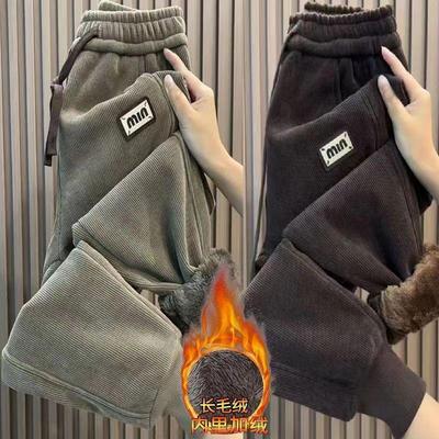 【买一送一】男士秋冬加绒加厚灯芯绒裤外穿保暖羊羔绒束脚哈伦裤