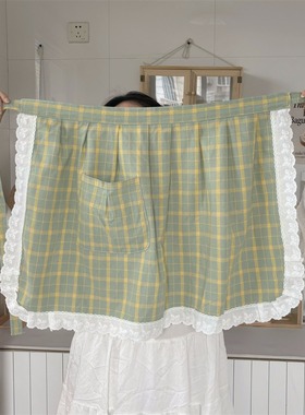 ins风蝴蝶结蕾丝边裙边半身咖啡馆围裙naver韩单出口跨境