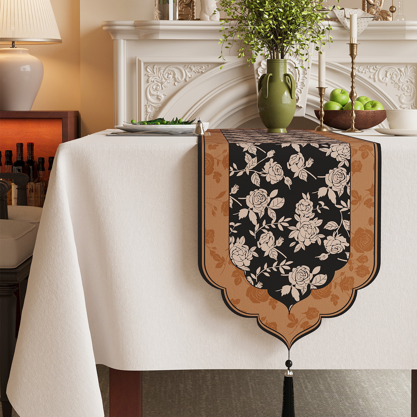 中古风异形桌旗轻奢高端餐桌布布艺长条茶席防水中式禅意茶几盖布