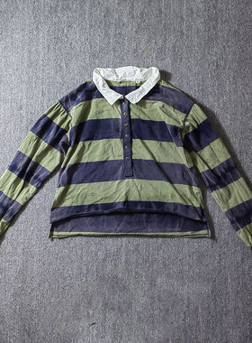 FP纯棉洗水扎染长袖POLO衫女外贸尾货库存04512