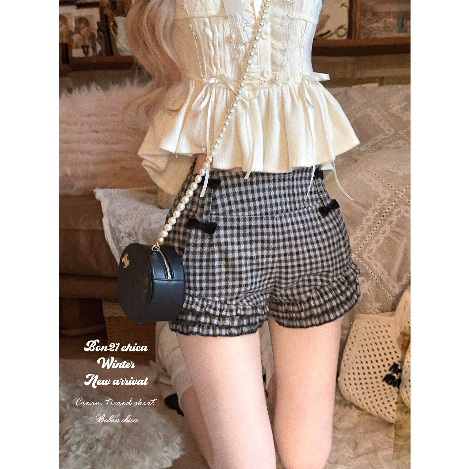 法式日系少女秋冬全羊毛短裤