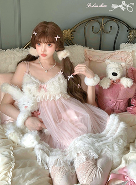 莉摩Bobon21天使香颂 古董毛绒吊带裙D2384