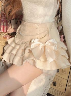 莉摩Bobon21千层雪绒45%羊毛呢蛋糕蓬裙裤B2374