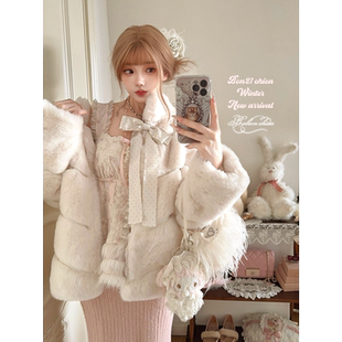 莉摩Bobon21 千金娇兔重工1500g保暖环保毛绒外套C2441