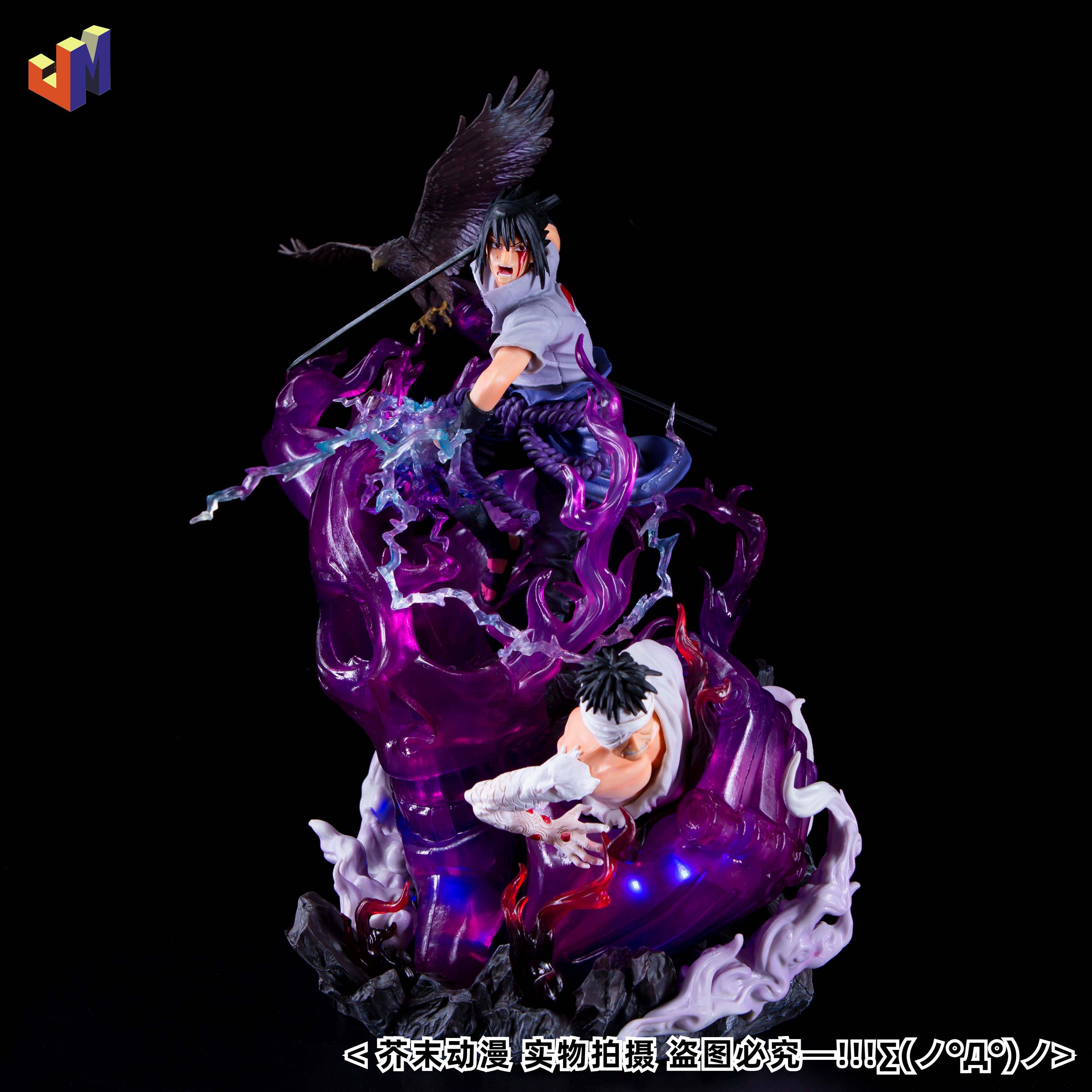 火影忍者系列燃风宇智波佐助vs团藏大型战斗场景手办模型礼物摆