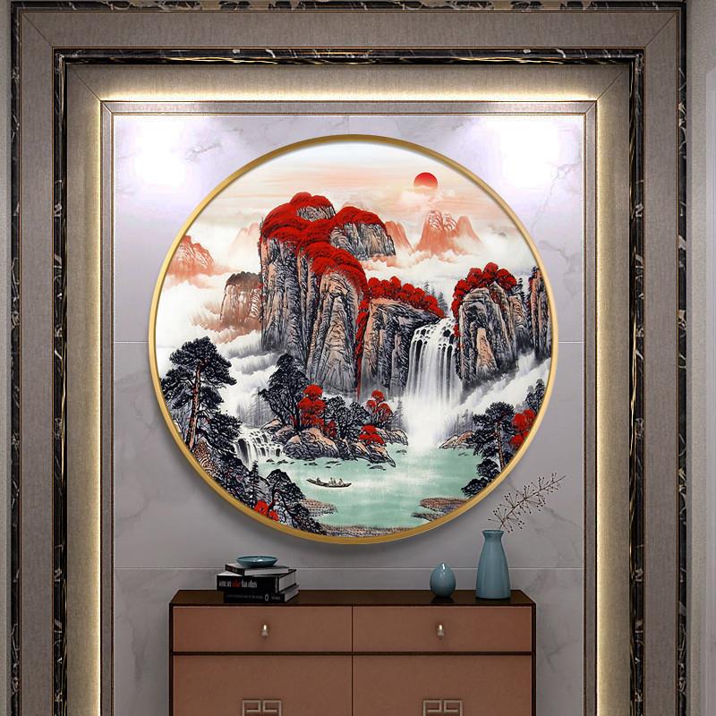 带框钻石画框架裱框圆形铝合金画框装裱鸿运当头钻石绣客厅钻石