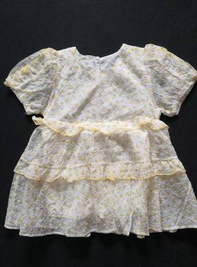 女童法式田园风泡泡袖碎花连衣裙小童夏季荷叶边甜美雪纺短裙189