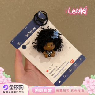 日本LEEQEJ可爱爆炸头KT包包挂件汽车中控副驾驶装饰粘贴女生礼物