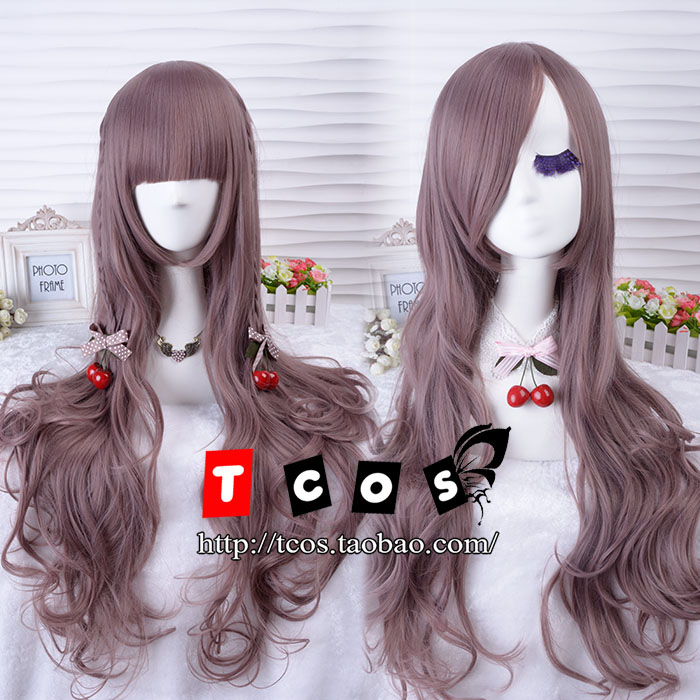 TCOS lolita洛丽塔 日常原宿风 香芋紫棕 自然波浪卷cos假发 卷发