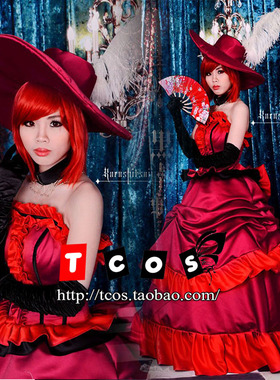 TCOS 黑执事 红夫人cos服 红夫人红色礼服 高品质cosplay服装女