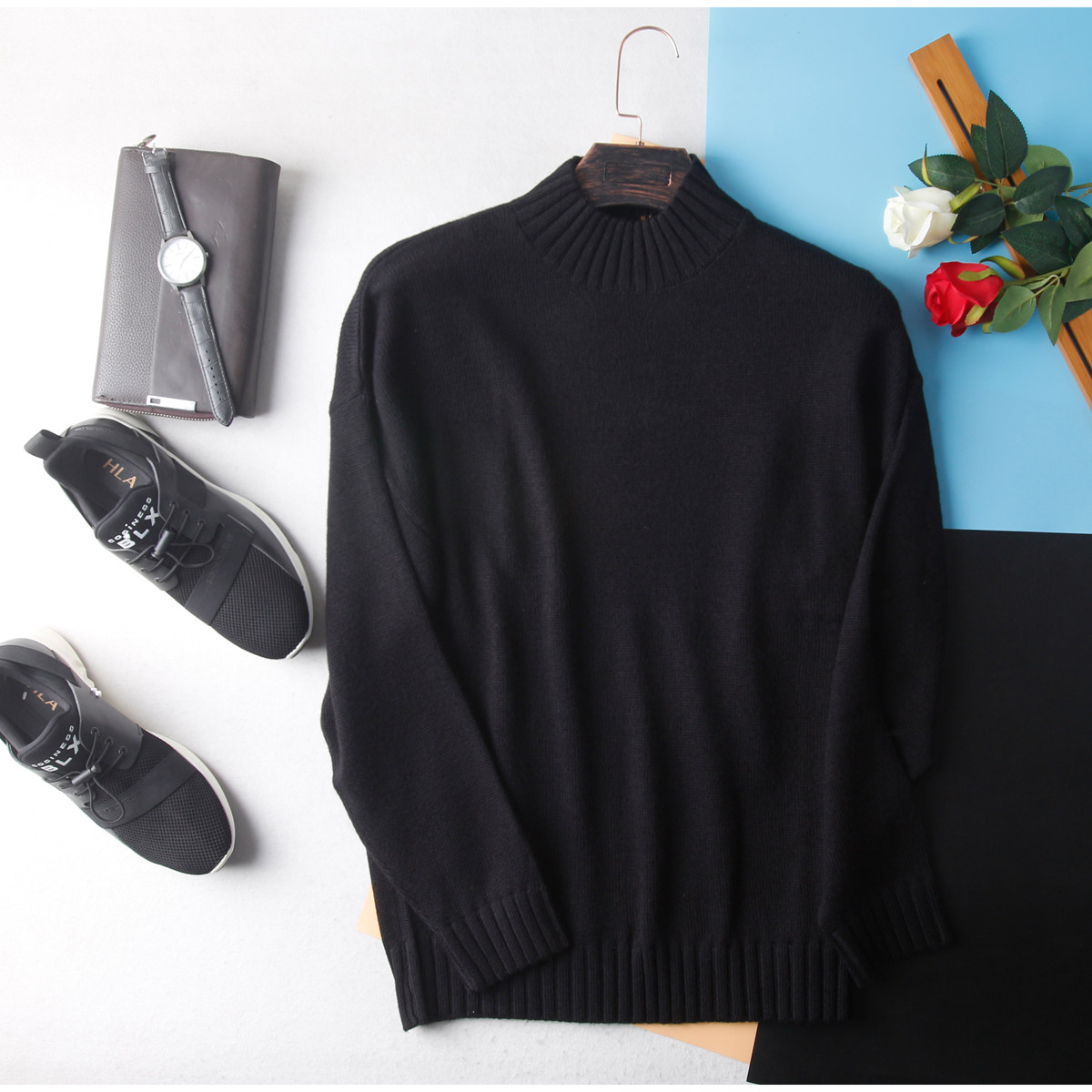 系列男中领针织衫套头青年休闲