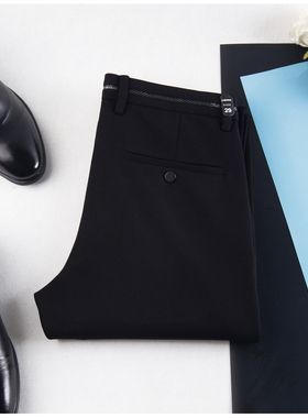 HL28269海系列男款商务休闲长裤纯色黑色弹力中腰秋冬绅士小脚裤
