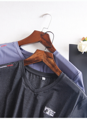 HL22345 D系列男款V领运动速干丝光短袖T恤夏季新款休闲冰爽免烫