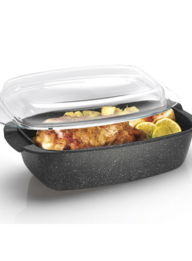 HARDCOOK原生石不粘锅长形微波炉焗盘汤锅煎锅烤箱燃气电陶炉进口