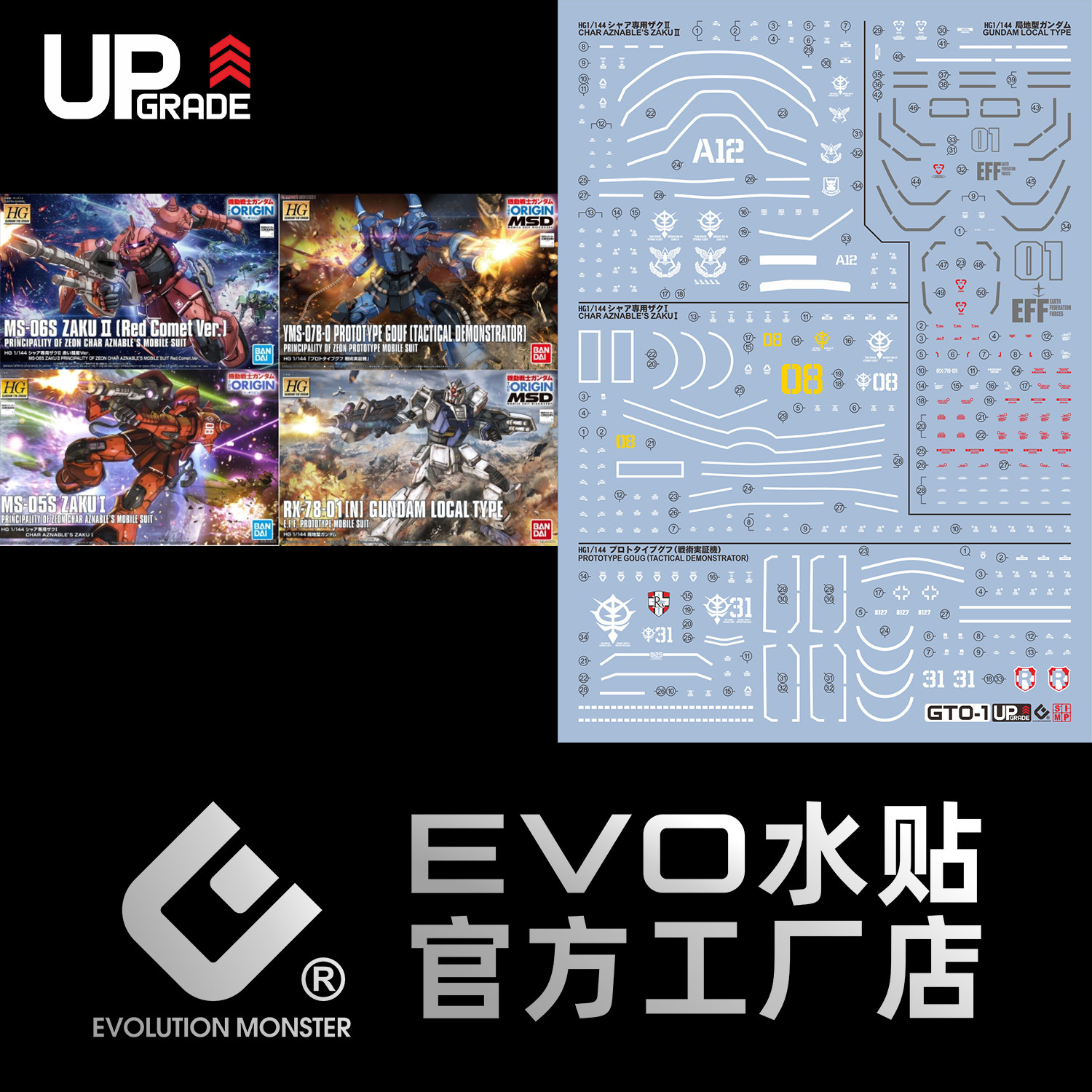 EVO HG GTO 高达起源 GUNDAM THE ORIGIN 合集 高清荧光高达水贴