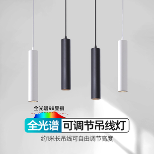 射灯吸顶 吧台吊灯餐厅射灯吊线长绳轨道灯酒吧长筒射灯加长杆明装