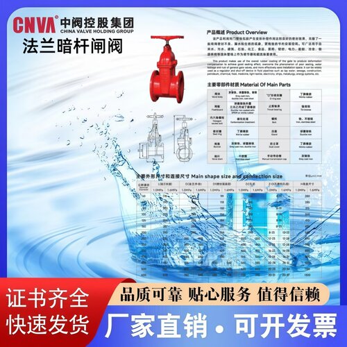 中阀品牌法兰暗杆闸阀厂家直销